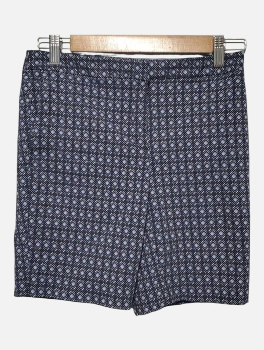 Mario Serrani Italy Shorts Womens Size 2 Blue Black White Diamond Abstract Print